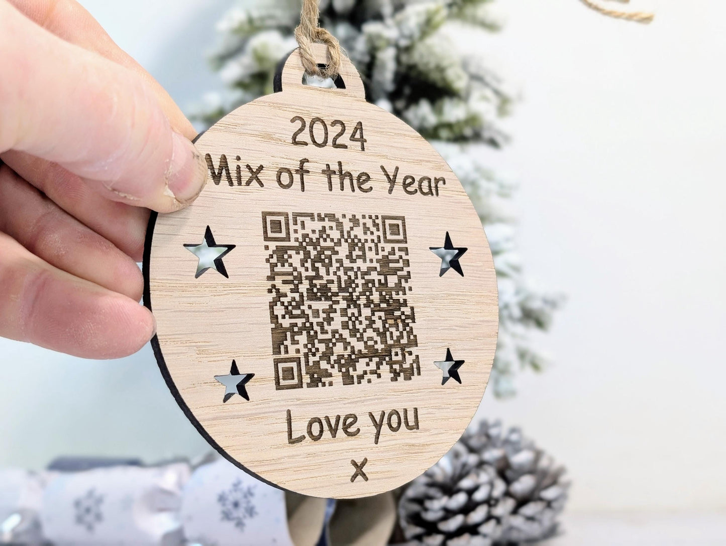 Personalised Mix of the Year Bauble - Engraved QR Code Music Gift, Custom 2024 Playlist Ornament for any Music Streaming Service