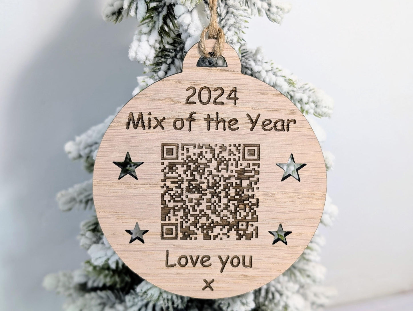 Personalised Mix of the Year Bauble - Engraved QR Code Music Gift, Custom 2024 Playlist Ornament for any Music Streaming Service