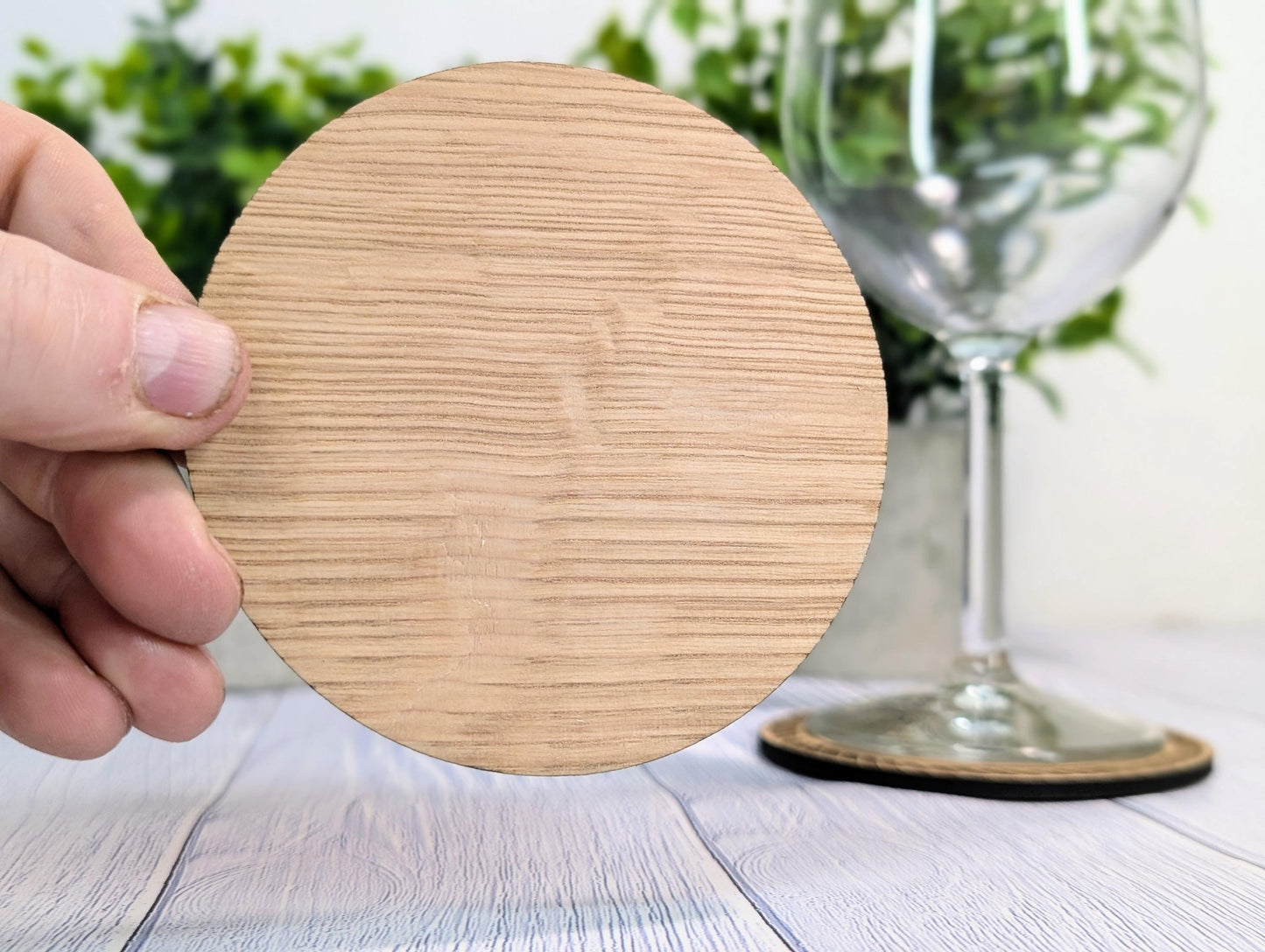 Custom Wood Coasters with Rope Border – Personalised Text, Nautical Gift, Eco-Friendly Boat Gift, Sustainable Craft, Round 100mm Diameter