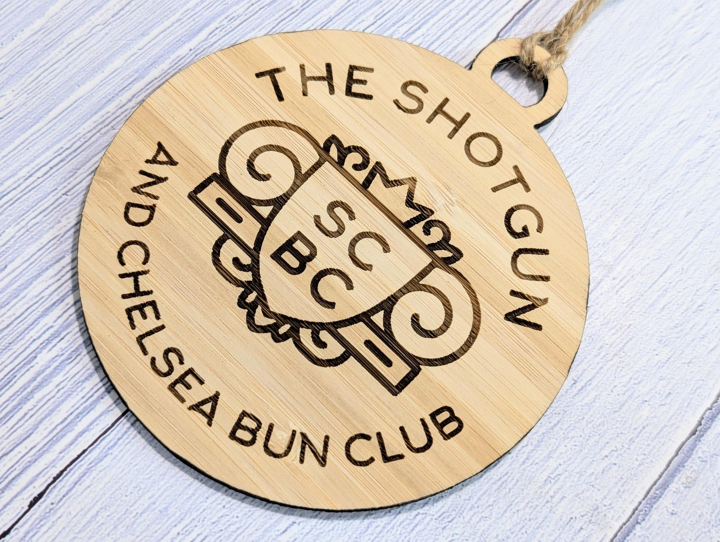 Custom Logo Bauble for Organisations, Businesses - Engraved Bamboo Ornament - Corporate Christmas Tree Decoration - Bulk Options