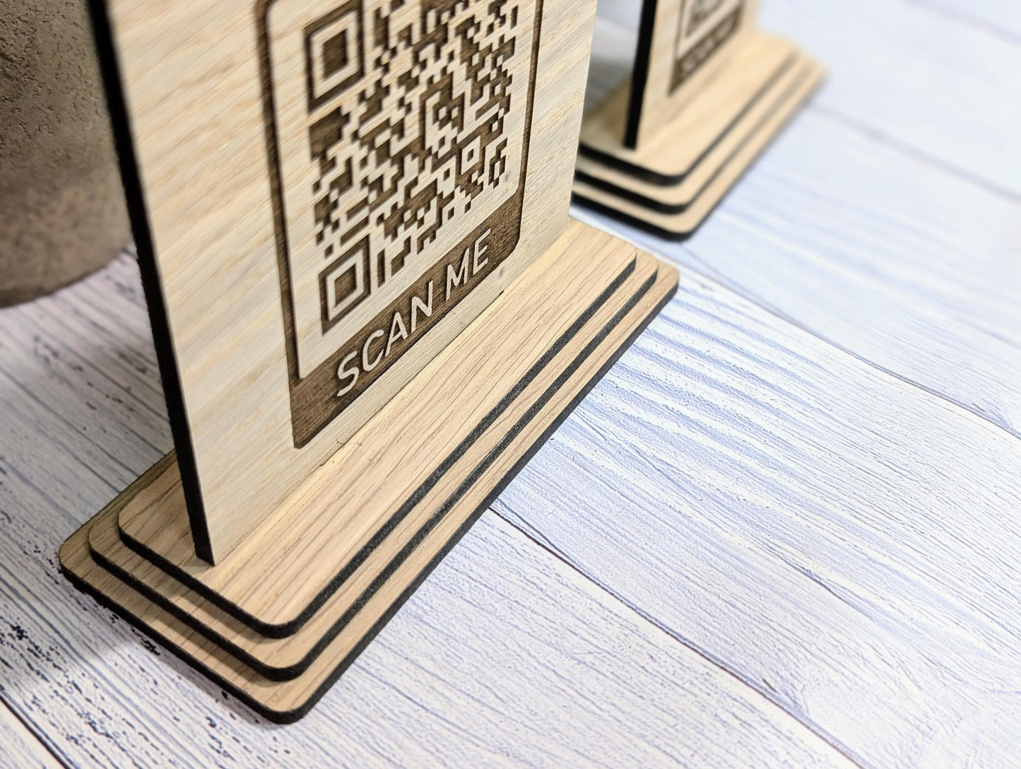 Wooden WiFi QR Code Sign + Logo, Eco-Friendly Custom Internet Password Table Display, 2 Sizes, Oak Plaque, Hotel, BnB, Guest House, Business