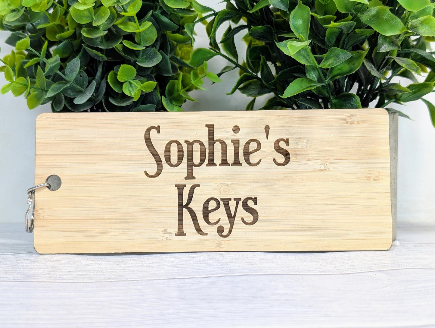 Extra-Large Bamboo Keyring, Personalised Gift, 200x80mm - Ideal for First Car, New Home, or Those Who Misplace Keys, Eco-Friendly