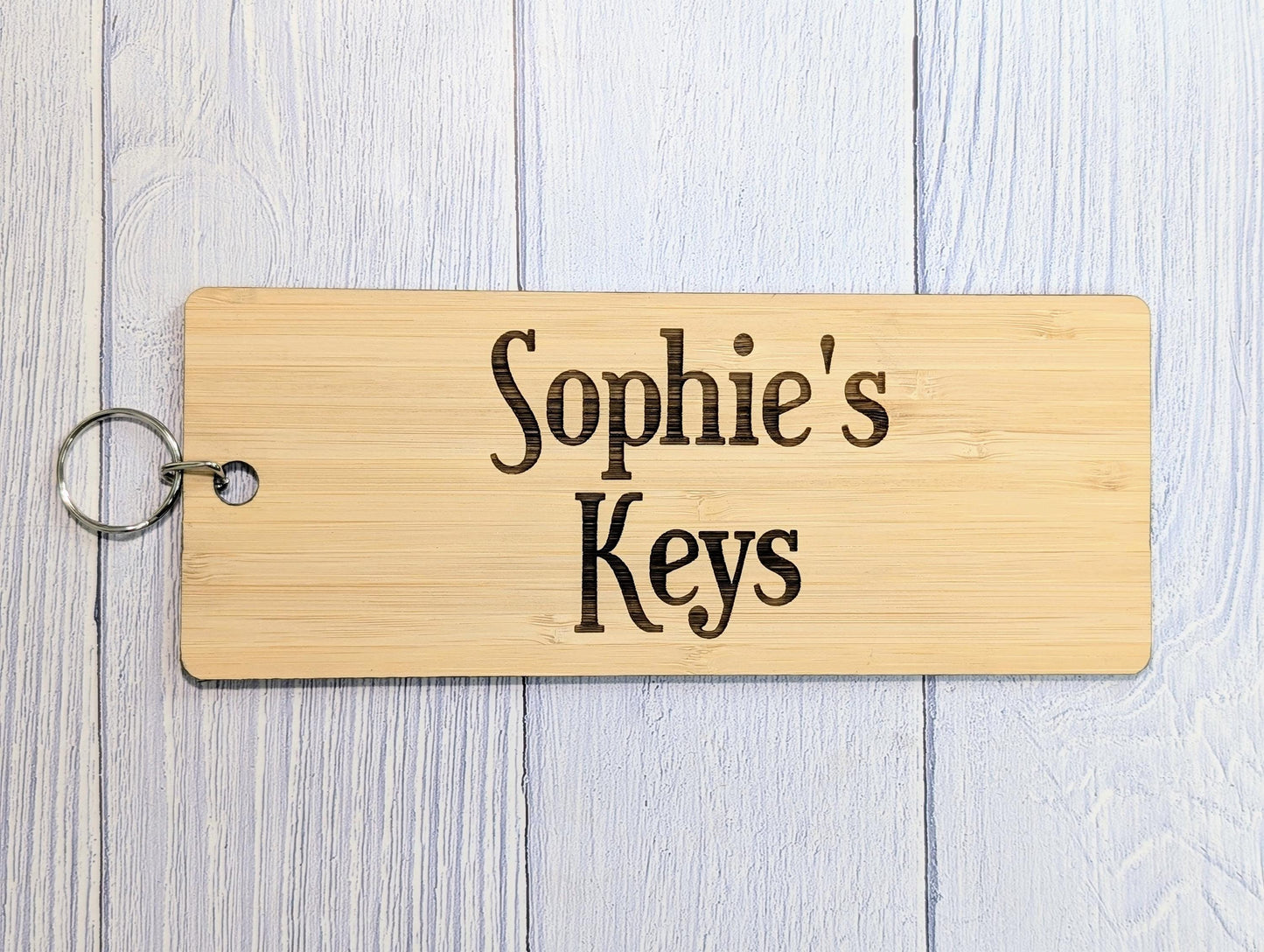 Extra-Large Bamboo Keyring, Personalised Gift, 200x80mm - Ideal for First Car, New Home, or Those Who Misplace Keys, Eco-Friendly