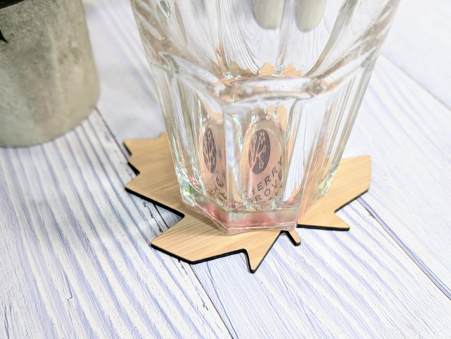 Leaf Shaped Bamboo Logo Coasters - Personalised – Eco-Friendly Gift, Custom Branded – Bespoke Sustainable Craft, 115mm Diameter