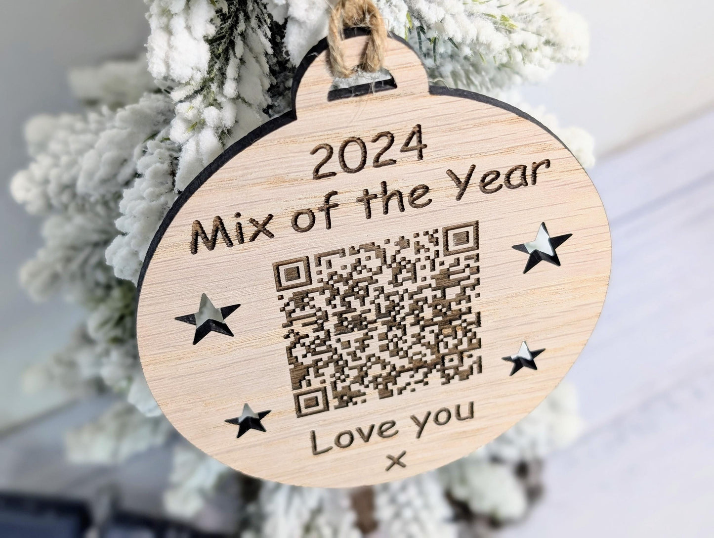 Personalised Mix of the Year Bauble - Engraved QR Code Music Gift, Custom 2024 Playlist Ornament for any Music Streaming Service