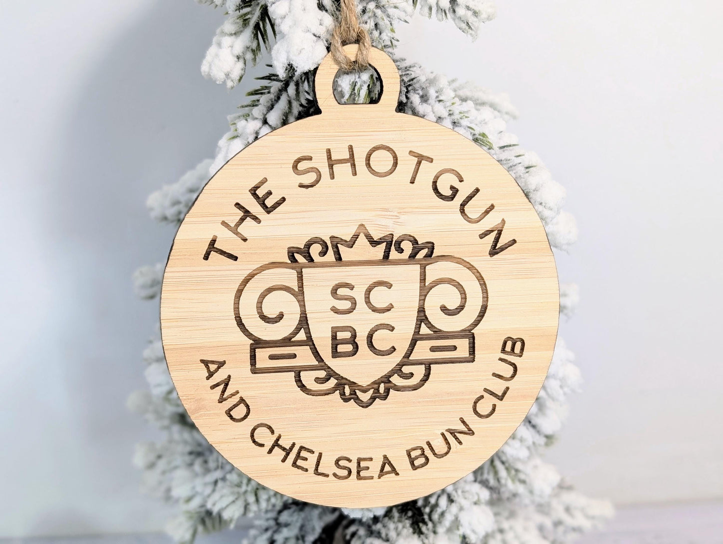 Custom Logo Bauble for Organisations, Businesses - Engraved Bamboo Ornament - Corporate Christmas Tree Decoration - Bulk Options