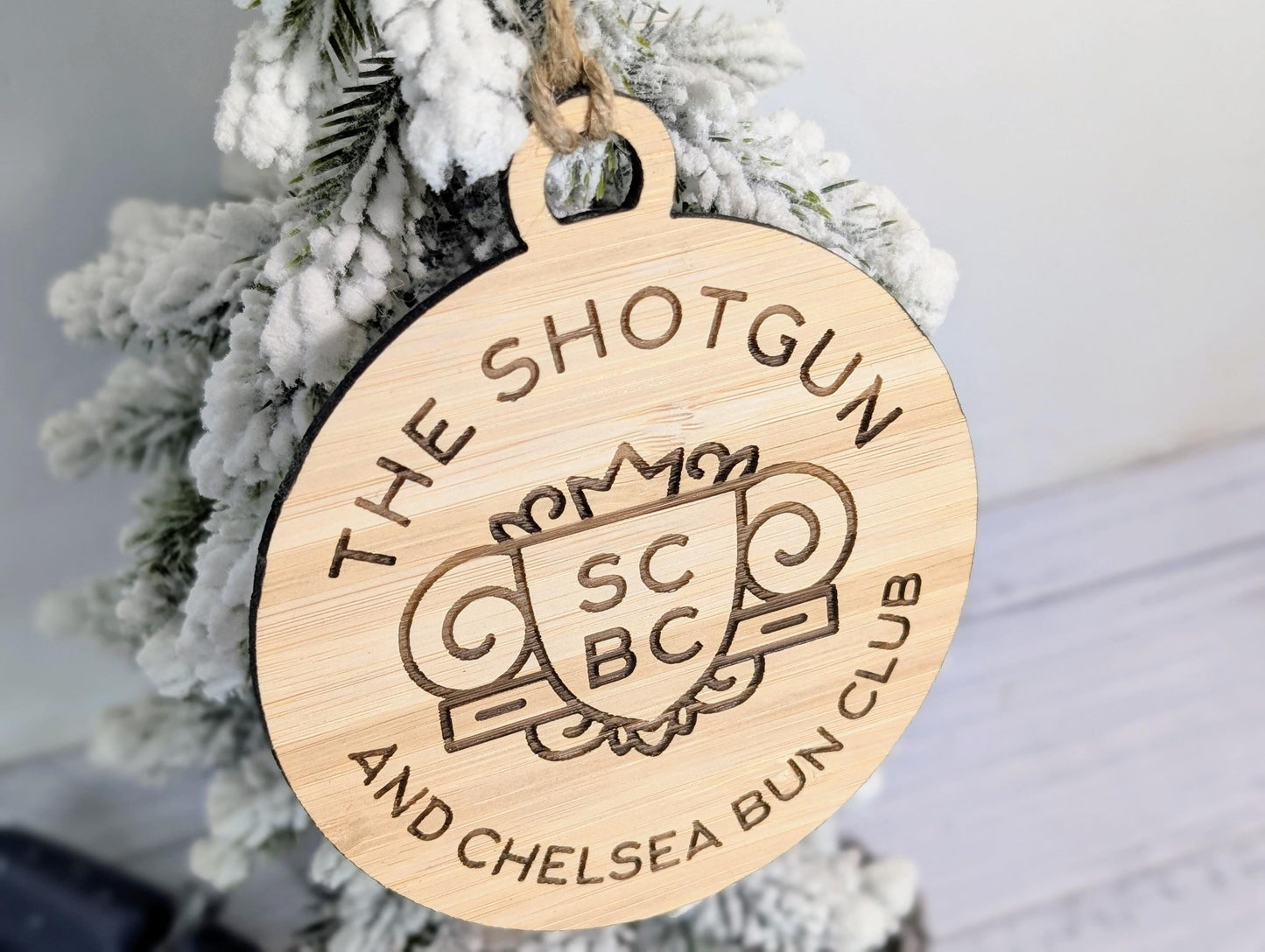 Custom Logo Bauble for Organisations, Businesses - Engraved Bamboo Ornament - Corporate Christmas Tree Decoration - Bulk Options