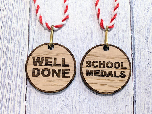 Budget Oak MDF School Medals 40mm with Lanyard | Affordable Award Solution for Students | Eco-Friendly