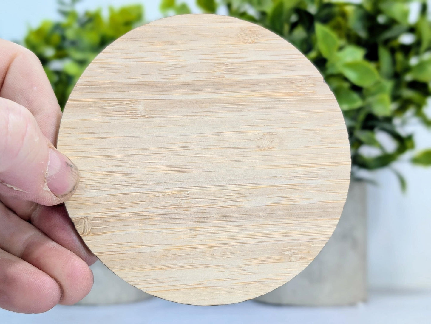 Custom Bamboo Coasters – Eco-Friendly Gift, Personalised Text, Engraved Border – Bespoke Sustainable Craft, 100mm Diameter, Coffee & Tea