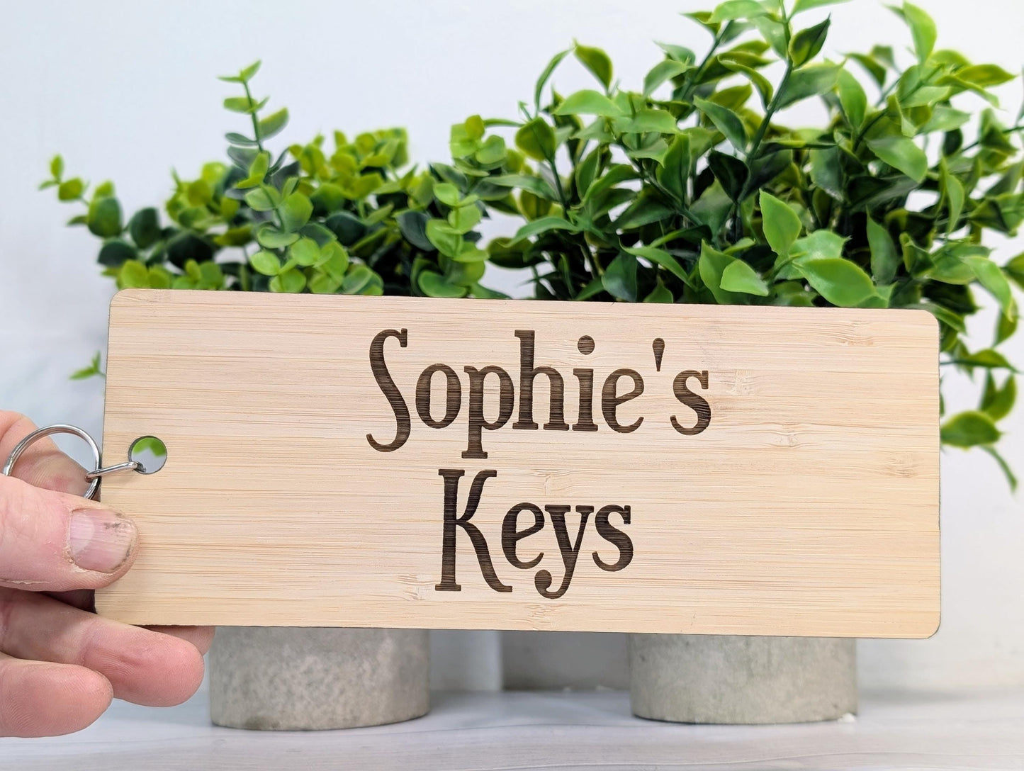 Extra-Large Bamboo Keyring, Personalised Gift, 200x80mm - Ideal for First Car, New Home, or Those Who Misplace Keys, Eco-Friendly