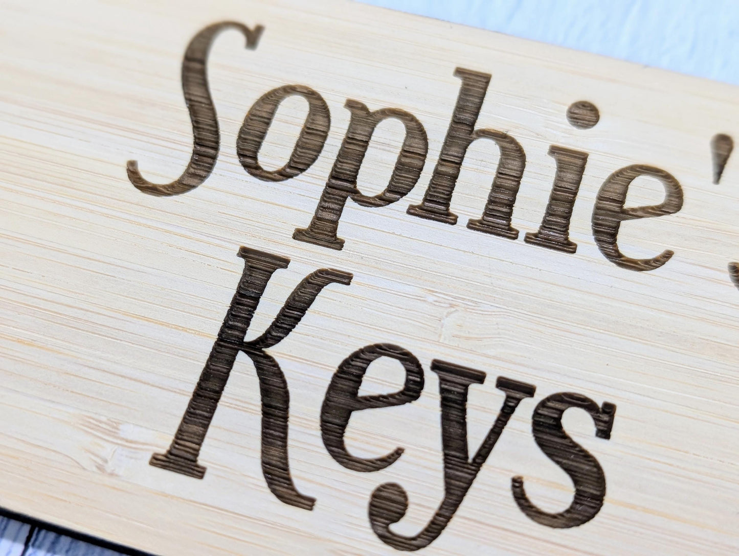 Extra-Large Bamboo Keyring, Personalised Gift, 200x80mm - Ideal for First Car, New Home, or Those Who Misplace Keys, Eco-Friendly