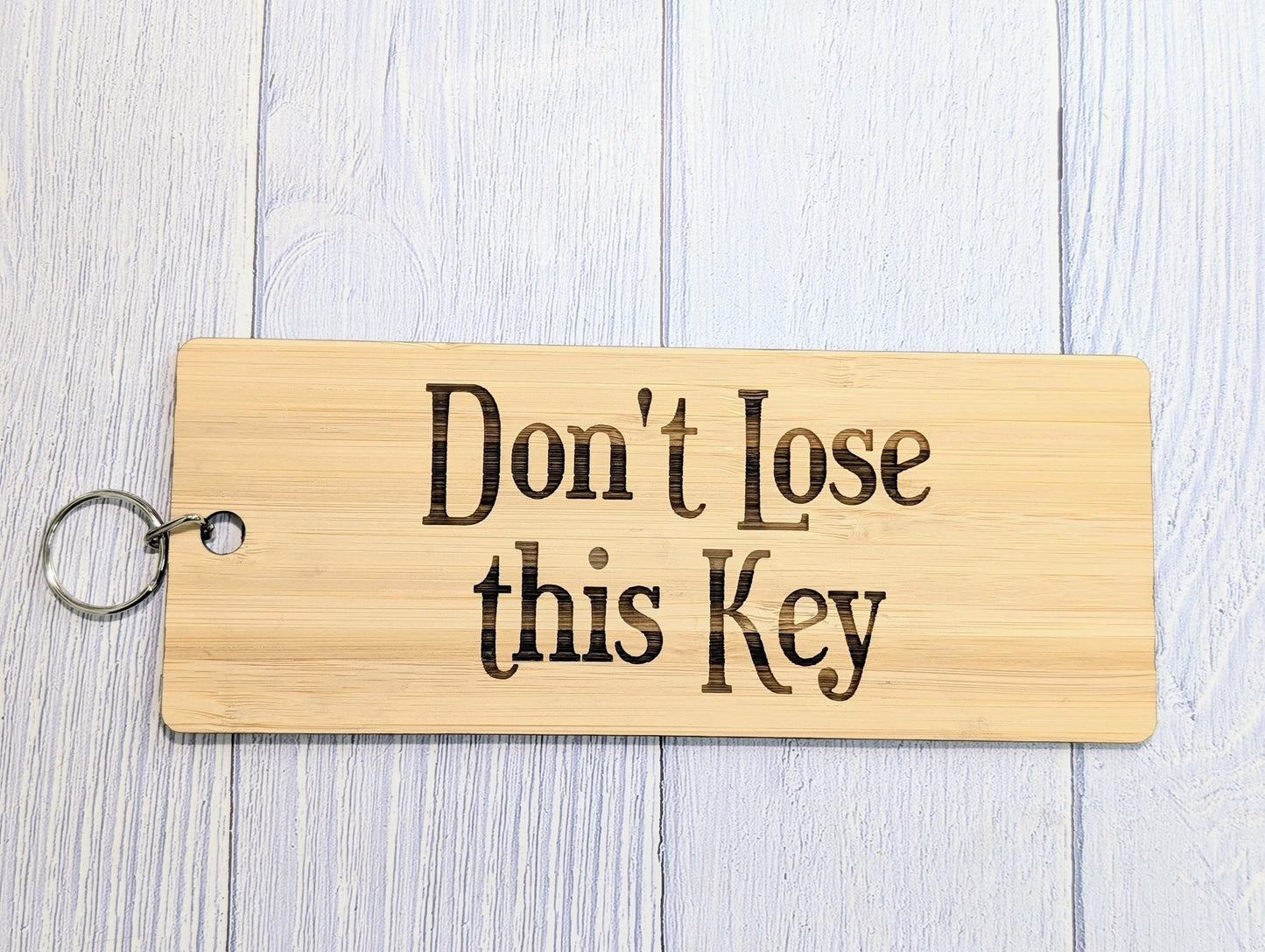 Don't Lose This Key - Extra-Large 200x80mm Bamboo Keyring - Ideal for Important Keys or Habitual Key Losers, Eco-Friendly