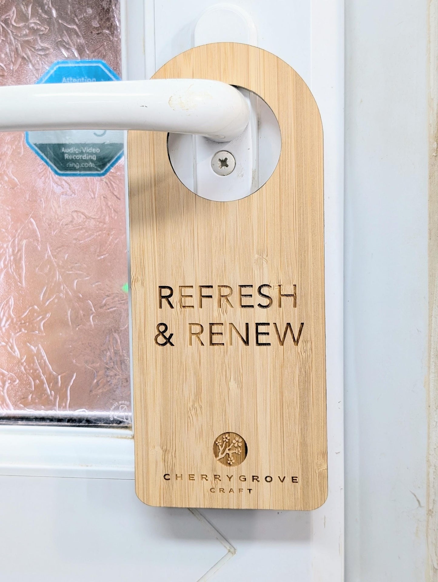 Bamboo Hotel Door Signs - "Refresh & Renew" and "Do Not Disturb" Door Signs, Hotel Door Hangers, Bedroom Signs, Add Your Logo