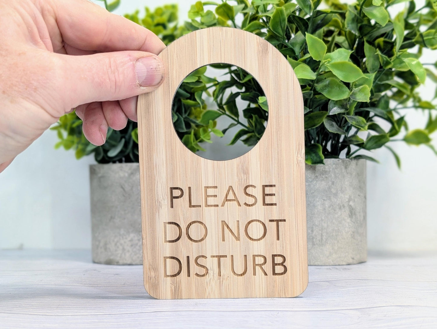 Bamboo Door Hanger – "Please Do Not Disturb", 89x144mm, Eco-Friendly Signage for Office, Meditation, or Study Room, Door Handle Sign