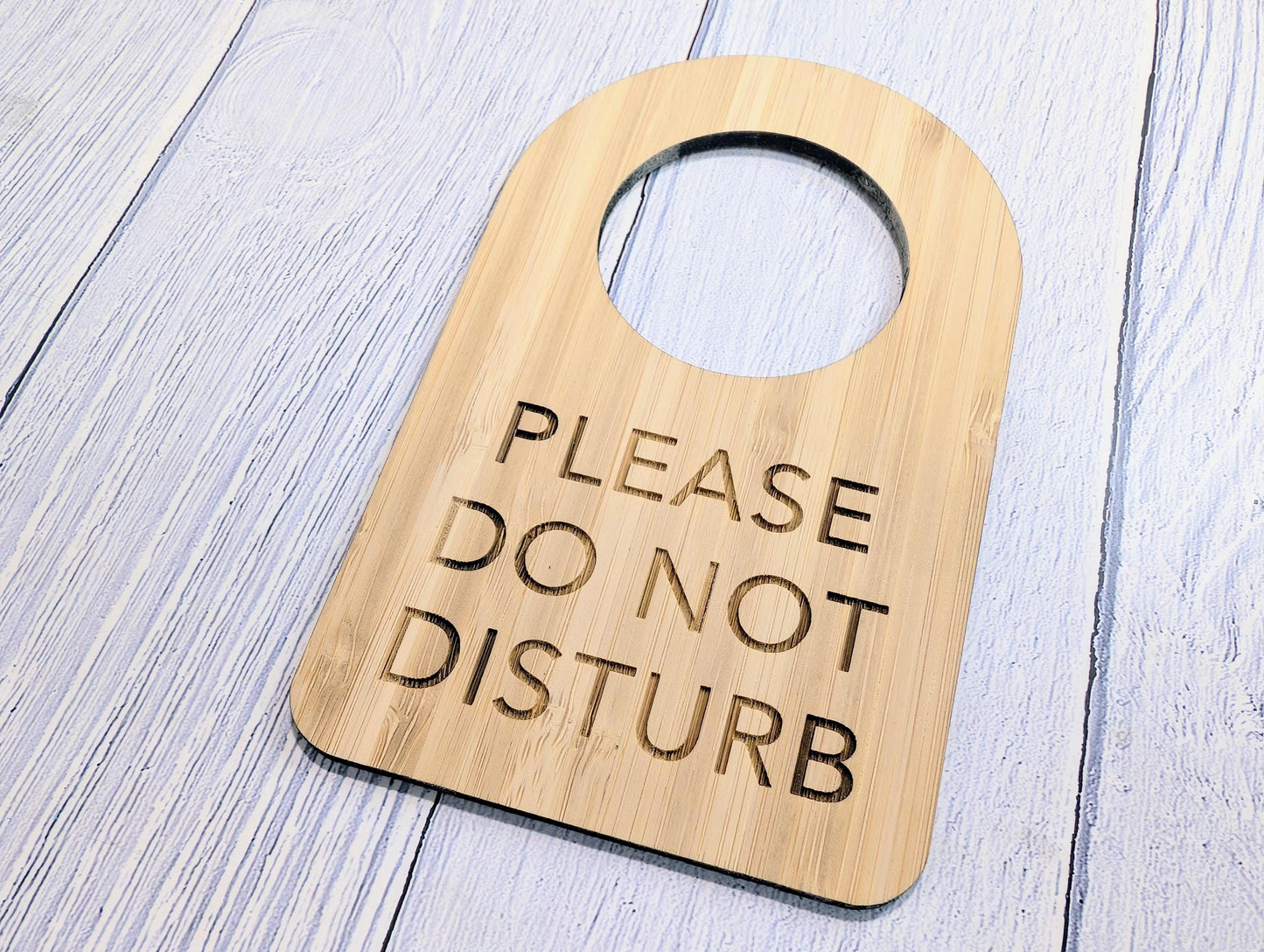 Bamboo Door Hanger – "Please Do Not Disturb", 89x144mm, Eco-Friendly Signage for Office, Meditation, or Study Room, Door Handle Sign