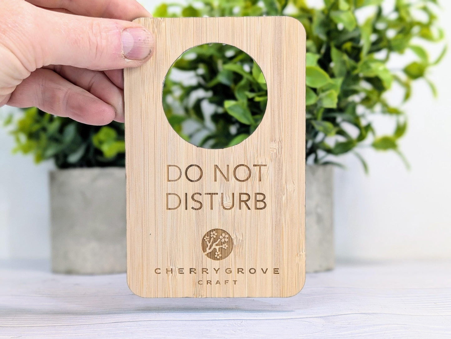 Custom Do Not Disturb Reversible Sign | Bamboo Door Hanger - Personalised Door Signage With Your Logo - for Privacy, Hotel Door Sign, B&B