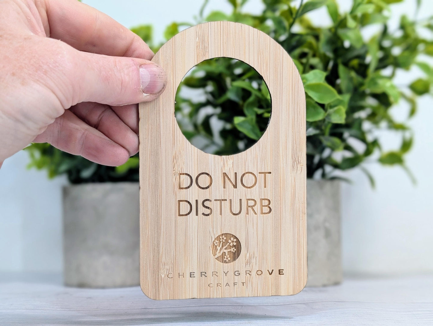 Custom Do Not Disturb Reversible Bamboo Sign | Sustainable Door Hanger - Personalised Signage - Add Your Logo - Hotel Door Sign, B&B