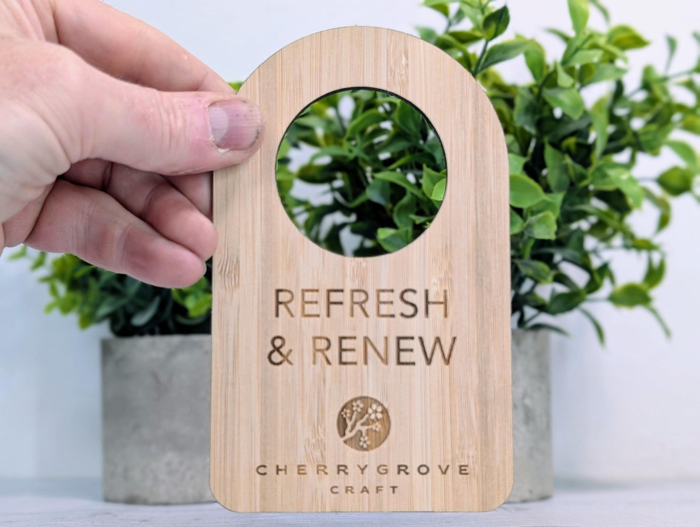 Custom Do Not Disturb Reversible Bamboo Sign | Sustainable Door Hanger - Personalised Signage - Add Your Logo - Hotel Door Sign, B&B