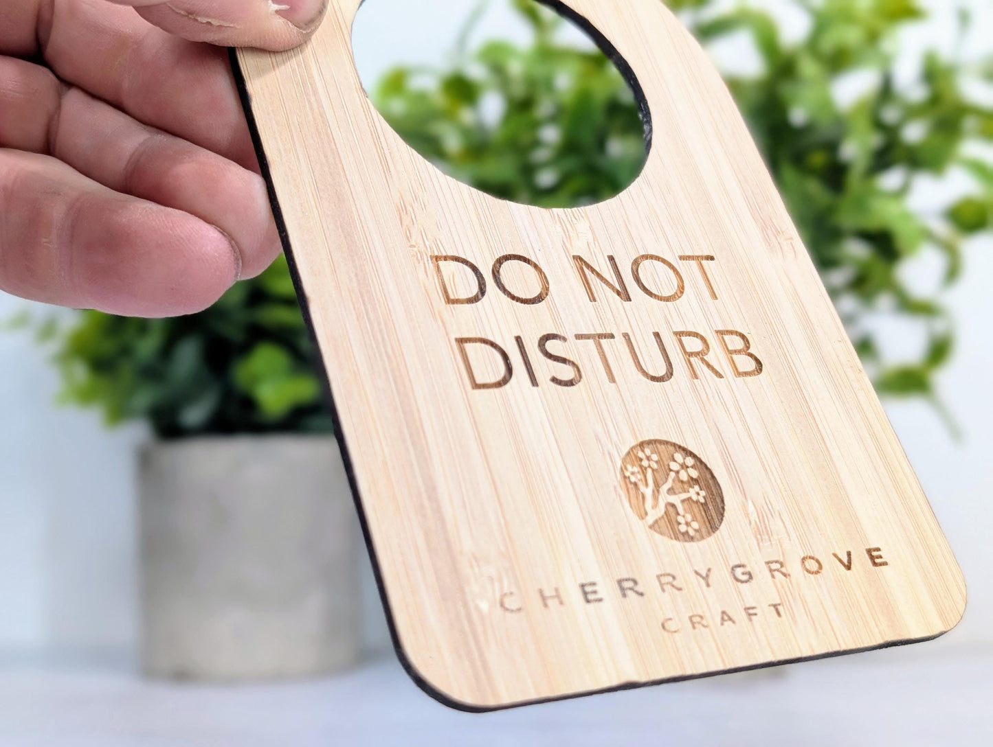 Custom Do Not Disturb Reversible Bamboo Sign | Sustainable Door Hanger - Personalised Signage - Add Your Logo - Hotel Door Sign, B&B