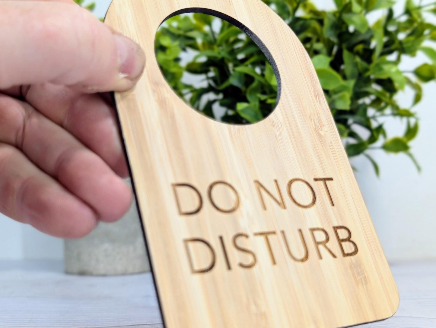 Bamboo Door Hanger – "Do Not Disturb", 89x144mm, Eco-Friendly Signage for Office, Meditation, or Study Room, Door Handle Sign