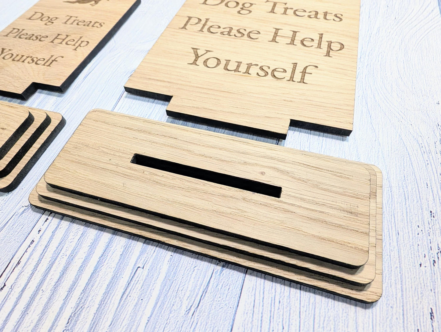 Dog Treats Sign – Freestanding Wooden Pet Treat Station, Cute Engraved Dog Design, Rustic Home, Pub & Café Decor, Sustainable Oak Finish