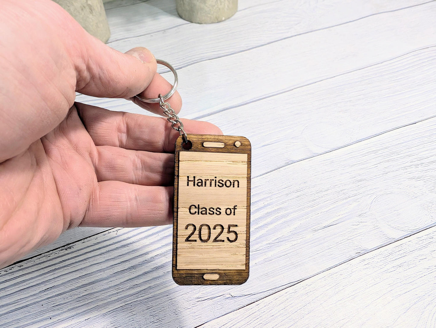 Personalised Student Keyring – "Class of Year" Teacher Gift, Mobile Phone Shape, End of Term Keepsake, Custom Class Gift, School Leavers