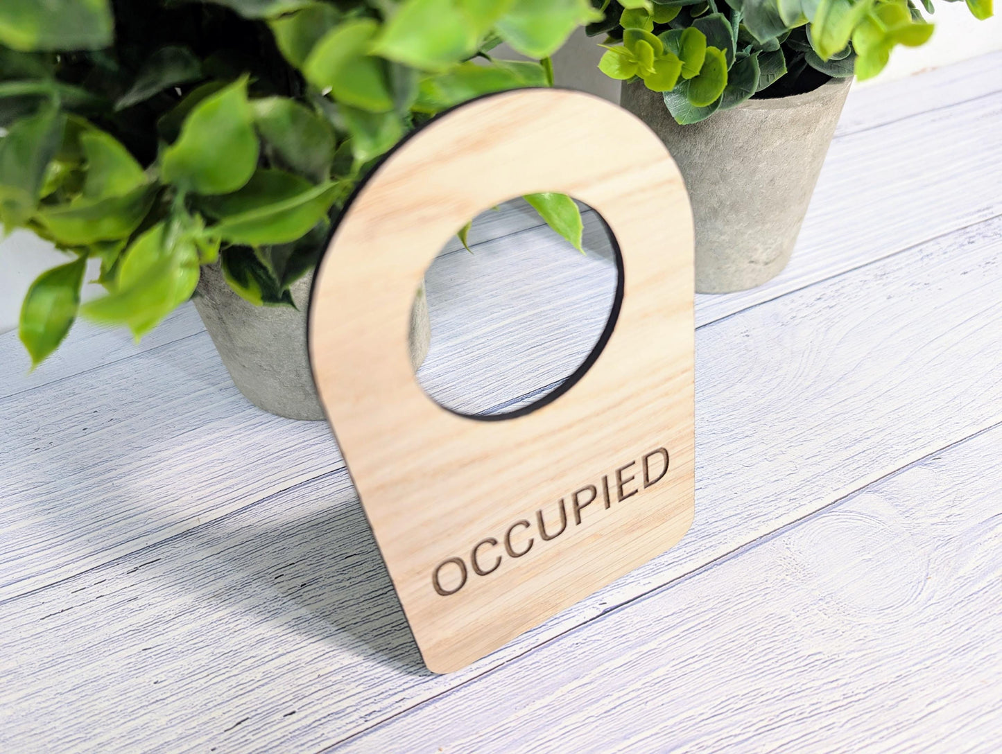 Occupied Door Hanger – Bamboo Do Not Disturb Sign – Eco Wooden Door Sign for Bathrooms, Loos, Offices – Plastic-Free Packaging