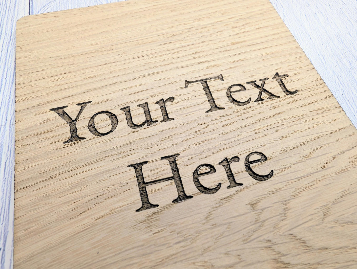 Personalised Oak Sign – Custom Text Portrait Plaque – Wooden Business or Home Sign – Freestanding or Stick-On Display