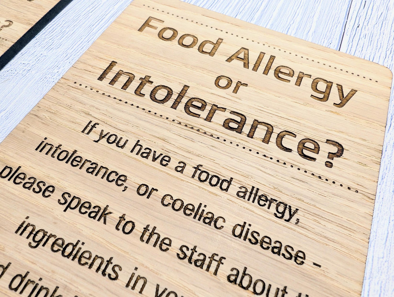 Custom Wood Food Allergy Sign - Café & Restaurant Notice – CherryGroveCraft