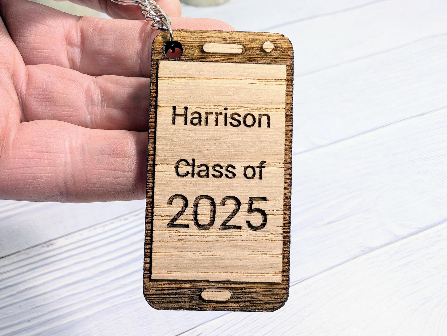 Personalised Student Keyring – "Class of Year" Teacher Gift, Mobile Phone Shape, End of Term Keepsake, Custom Class Gift, School Leavers