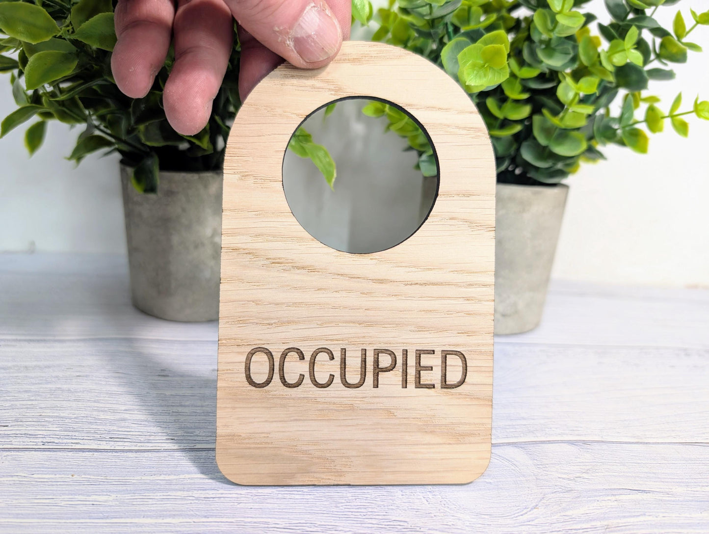 Occupied Door Hanger – Bamboo Do Not Disturb Sign – Eco Wooden Door Sign for Bathrooms, Loos, Offices – Plastic-Free Packaging