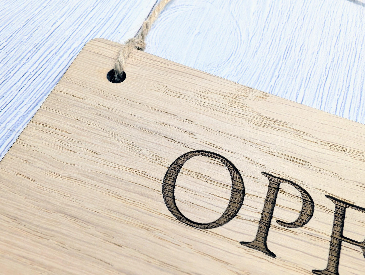Welsh Bilingual Open Closed Sign – Ar Agor / Ar Gau – Solid Oak Double-Sided Door Sign – Handmade Wooden Shop Plaque from Wales