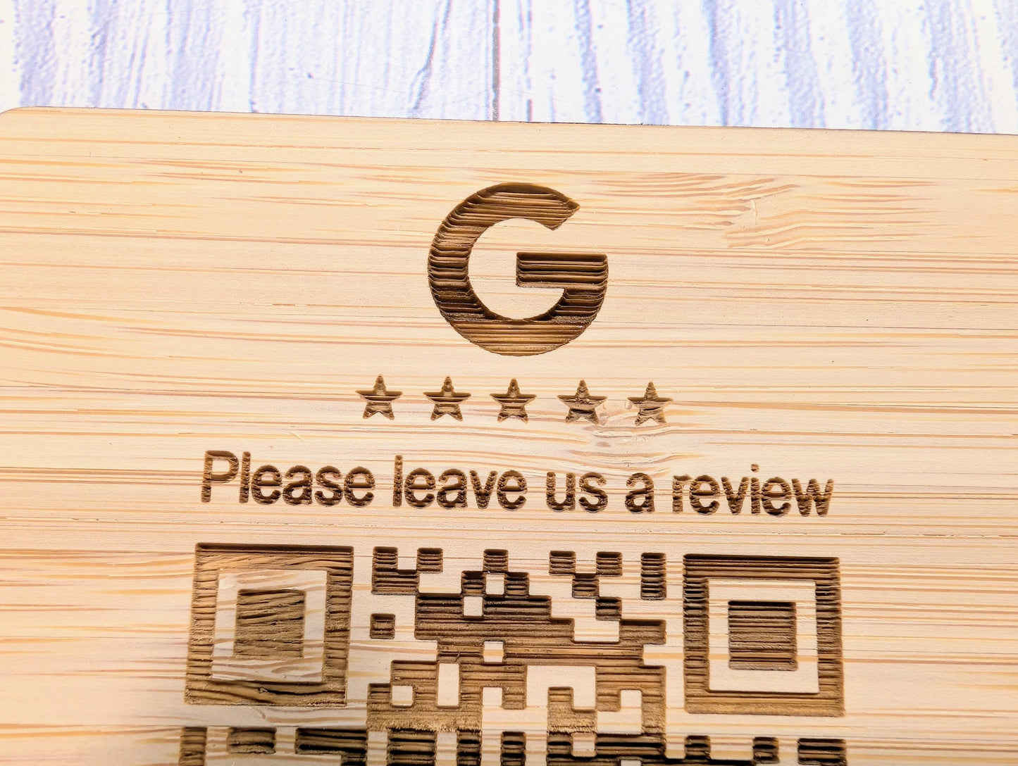 Personalised Bamboo QR Code Coaster | Google Reviews QR Code with Logo | Eco Friendly Shop, Cafe, Restaurant, Pub Promotional Drink Mats