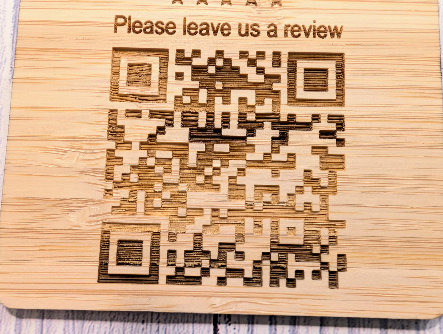 Personalised Bamboo QR Code Coaster | Google Reviews QR Code with Logo | Eco Friendly Shop, Cafe, Restaurant, Pub Promotional Drink Mats