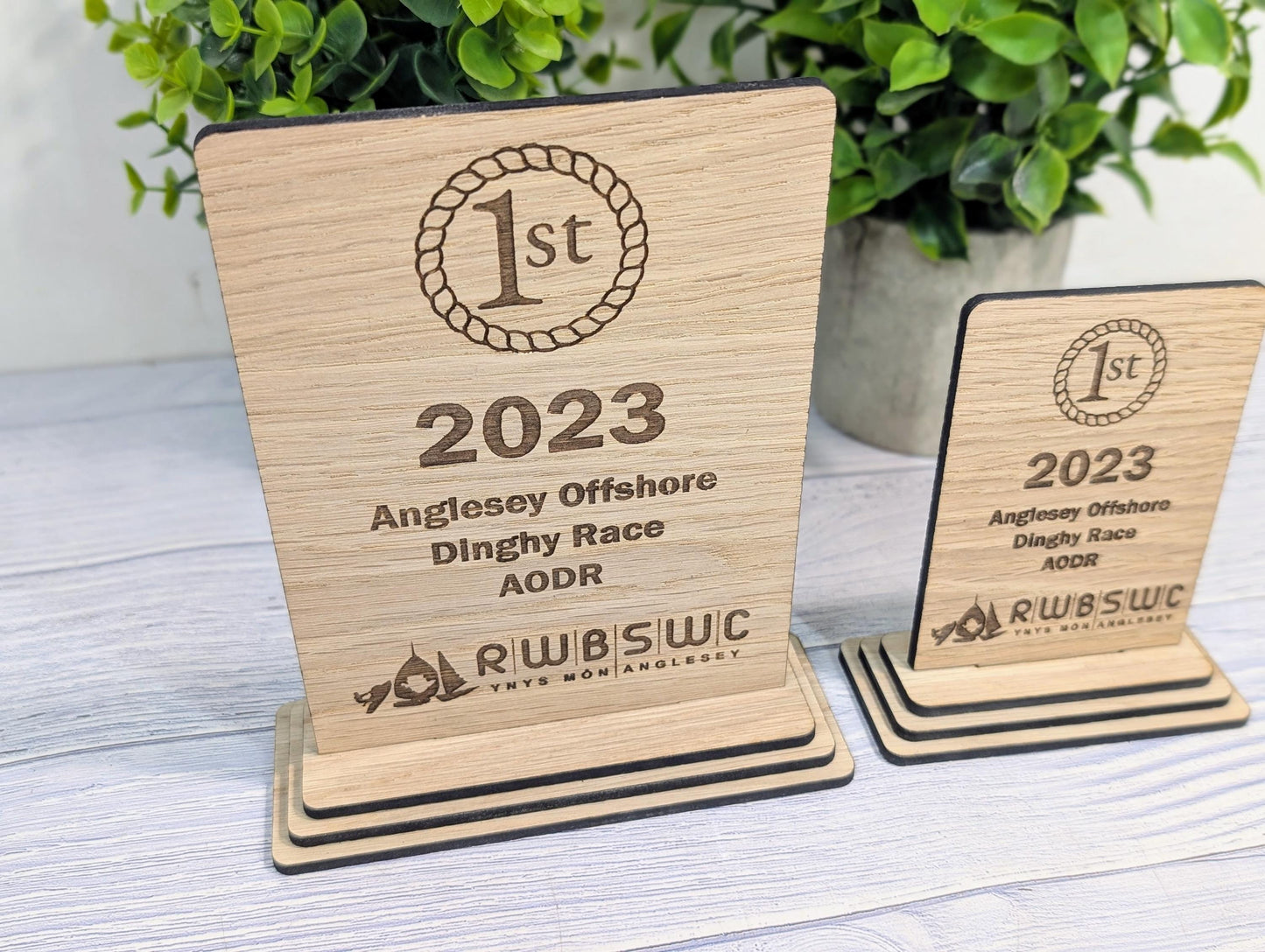Freestanding Wooden Sports Award Trophy – Custom Text and Logo – Football, Rugby, Sailing, Netball, Cricket – Eco Friendly, 2 Sizes