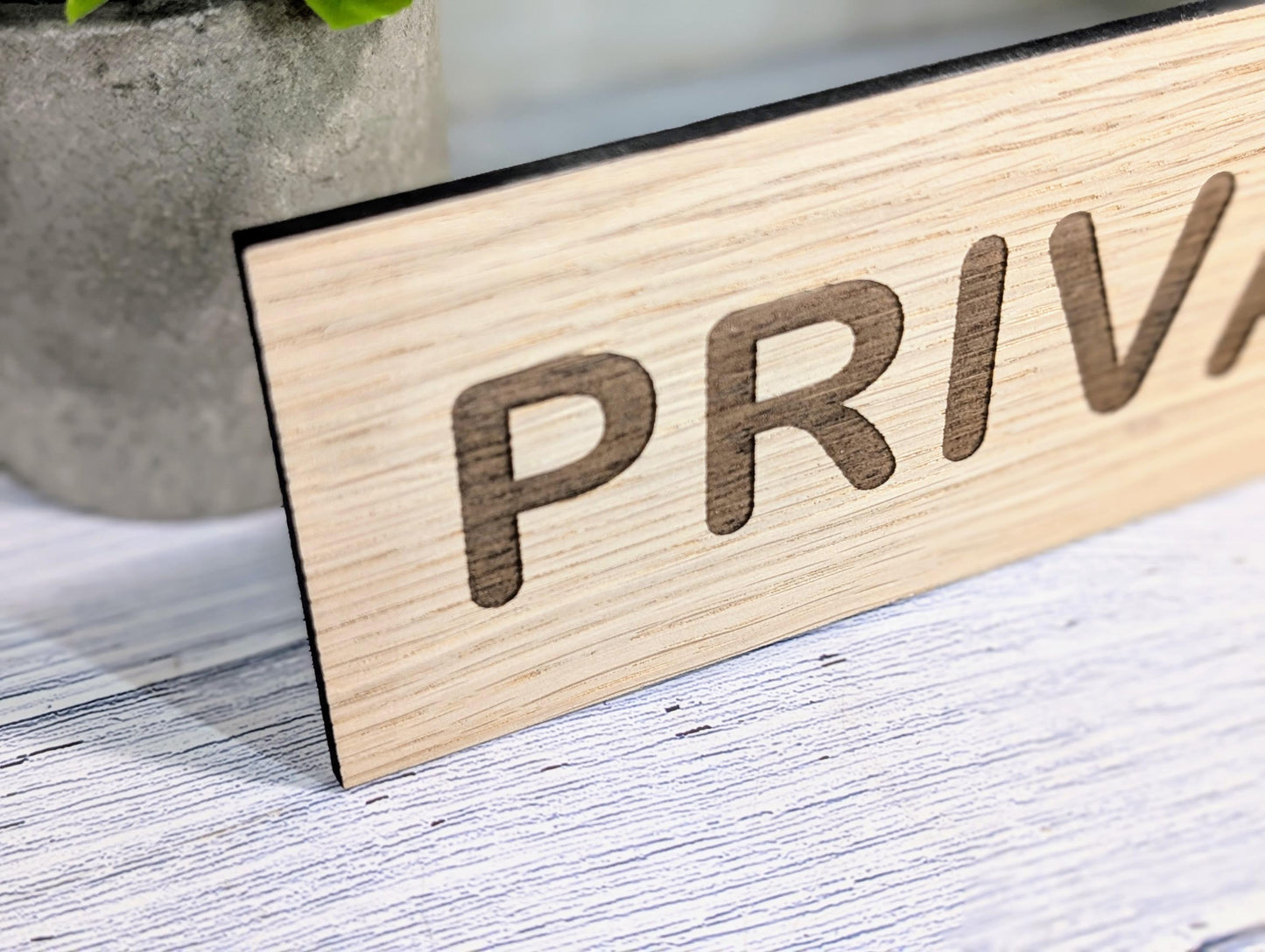 Personalised Oak Door Sign – Private or Custom Text | Wooden Wall Plaque for Home, Office or Studio | 4 Sizes – Eco Friendly