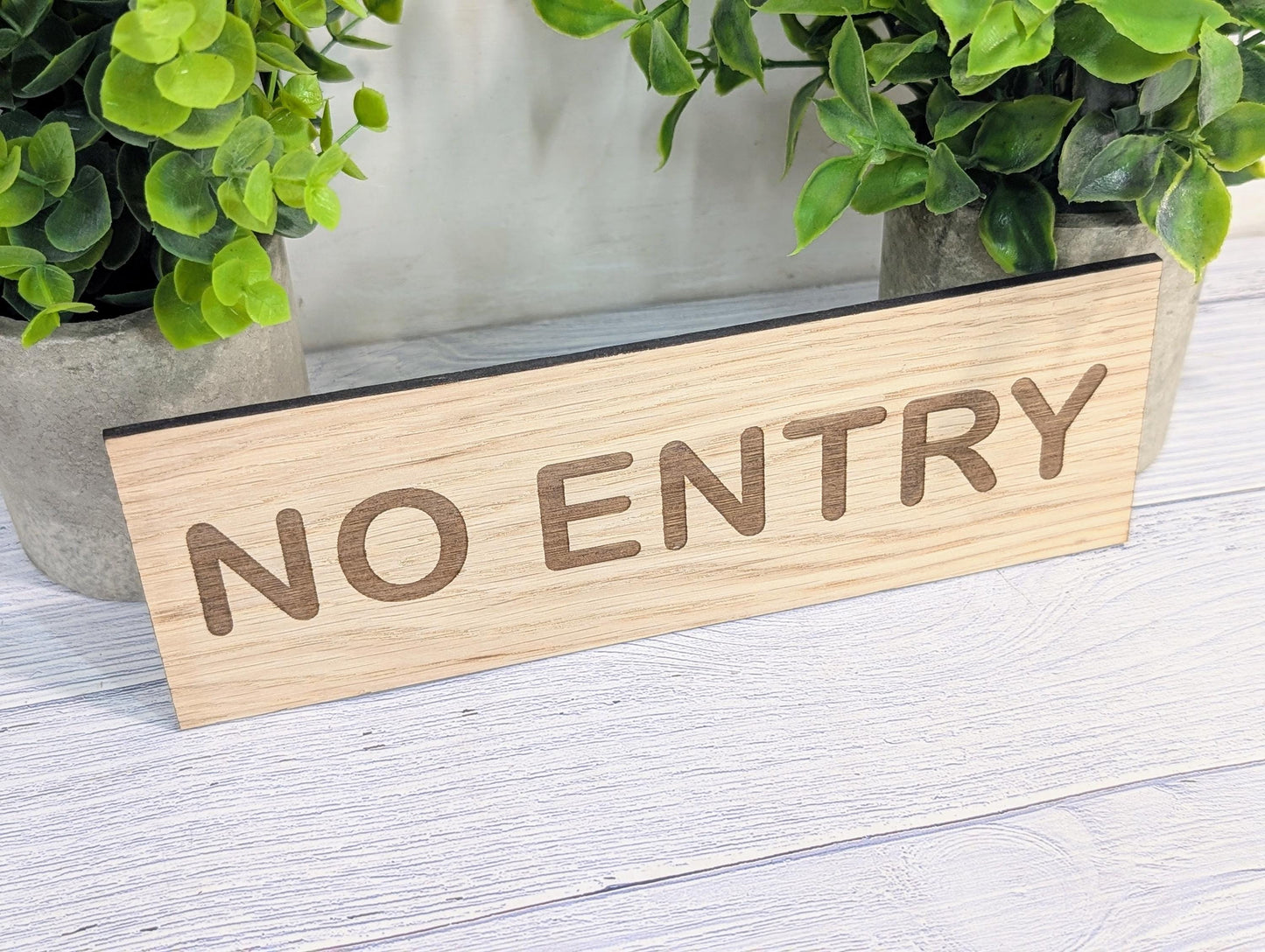 No Entry Sign | Personalised Wooden Door Sign | Oak | 4 Sizes