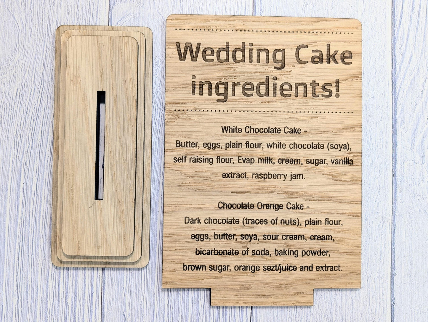 Wedding Cake Food Allergy Sign – Custom Engraved Personalised Wooden Safety Notice, Catering, Baking, Intolerance & Coeliac Info for Events