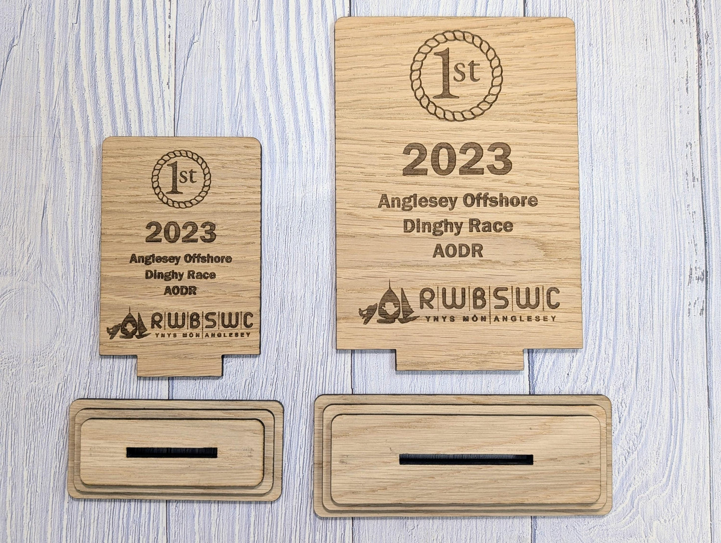 Freestanding Wooden Sports Award Trophy – Custom Text and Logo – Football, Rugby, Sailing, Netball, Cricket – Eco Friendly, 2 Sizes