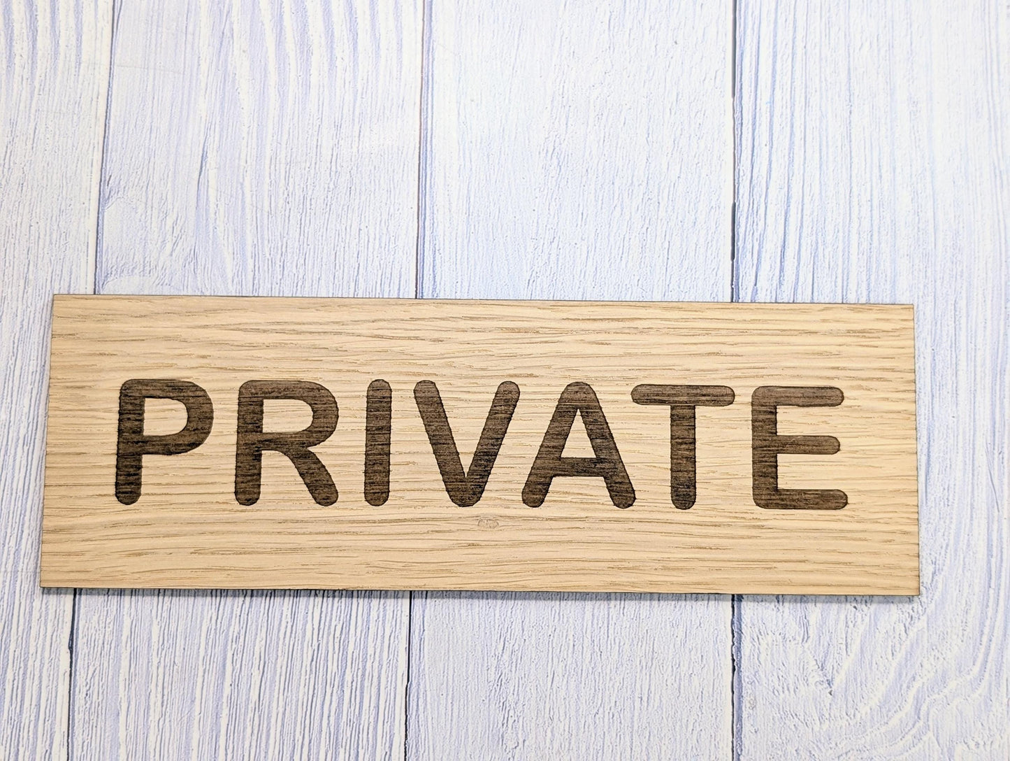 Personalised Oak Door Sign – Private or Custom Text | Wooden Wall Plaque for Home, Office or Studio | 4 Sizes – Eco Friendly