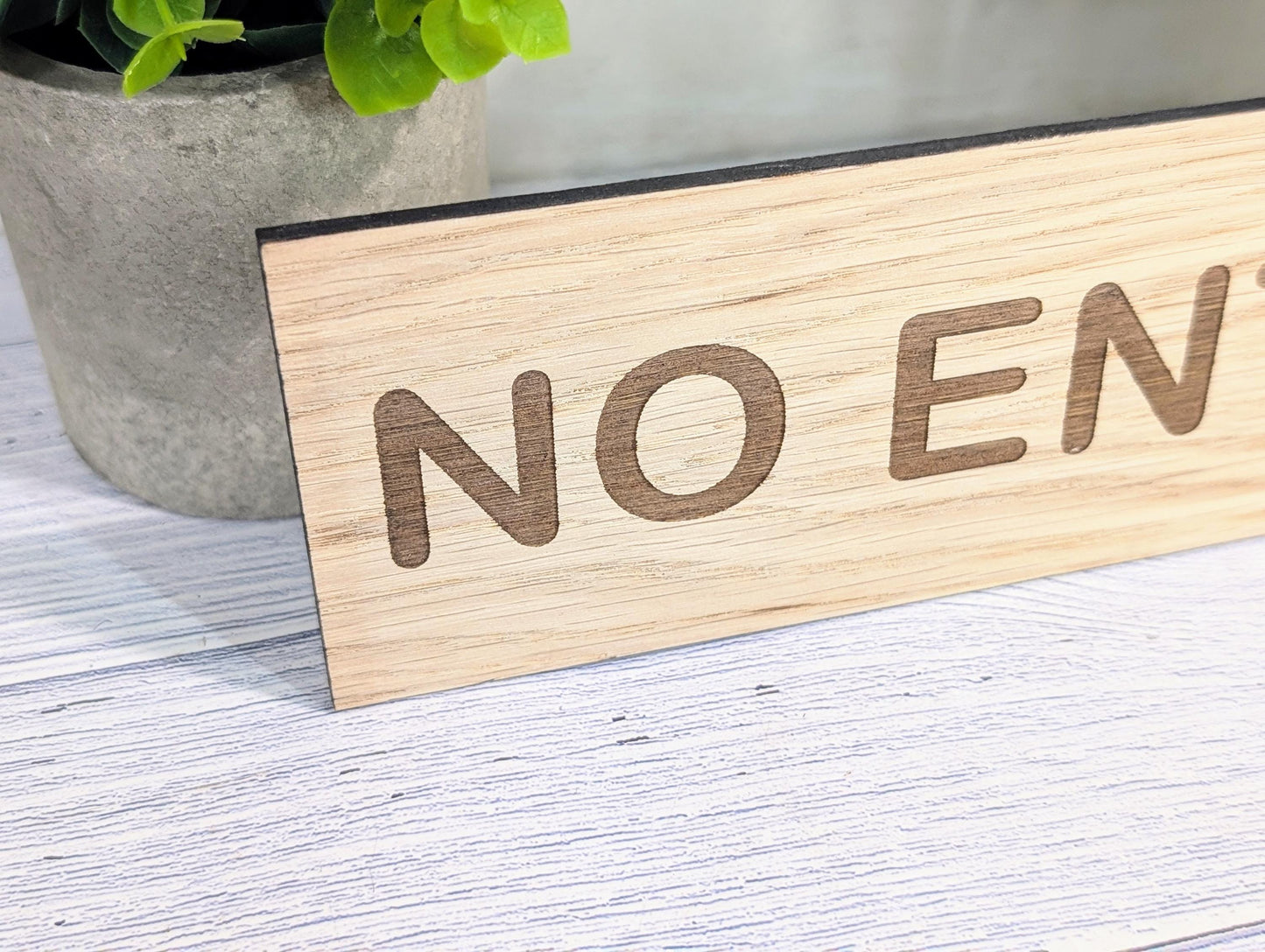 No Entry Sign | Personalised Wooden Door Sign | Oak | 4 Sizes
