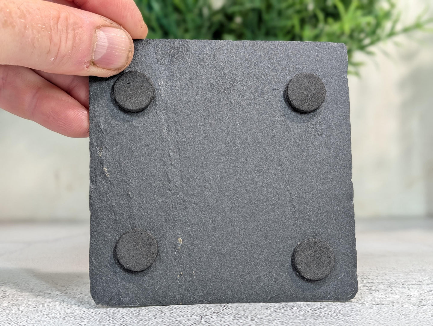 Personalised Slate Coaster – Custom Engraved Slate Drink Coaster, Eco Gift, Plastic-Free Packaging, Handmade in Wales