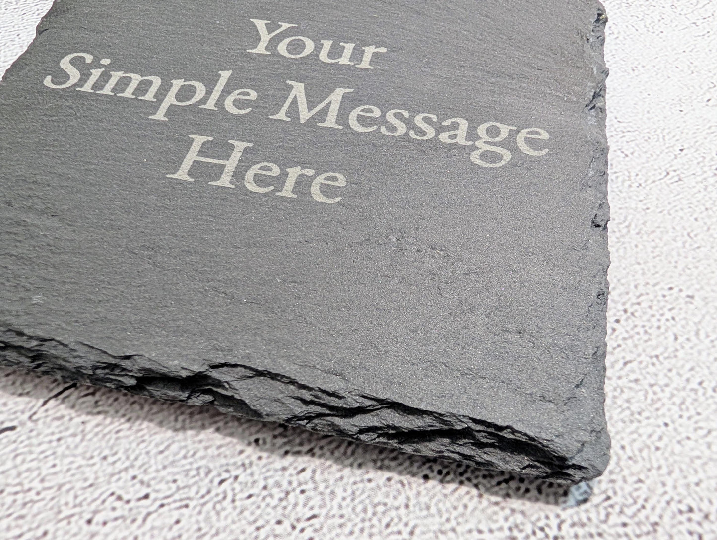 Personalised Slate Coaster – Custom Engraved Slate Drink Coaster, Eco Gift, Plastic-Free Packaging, Handmade in Wales