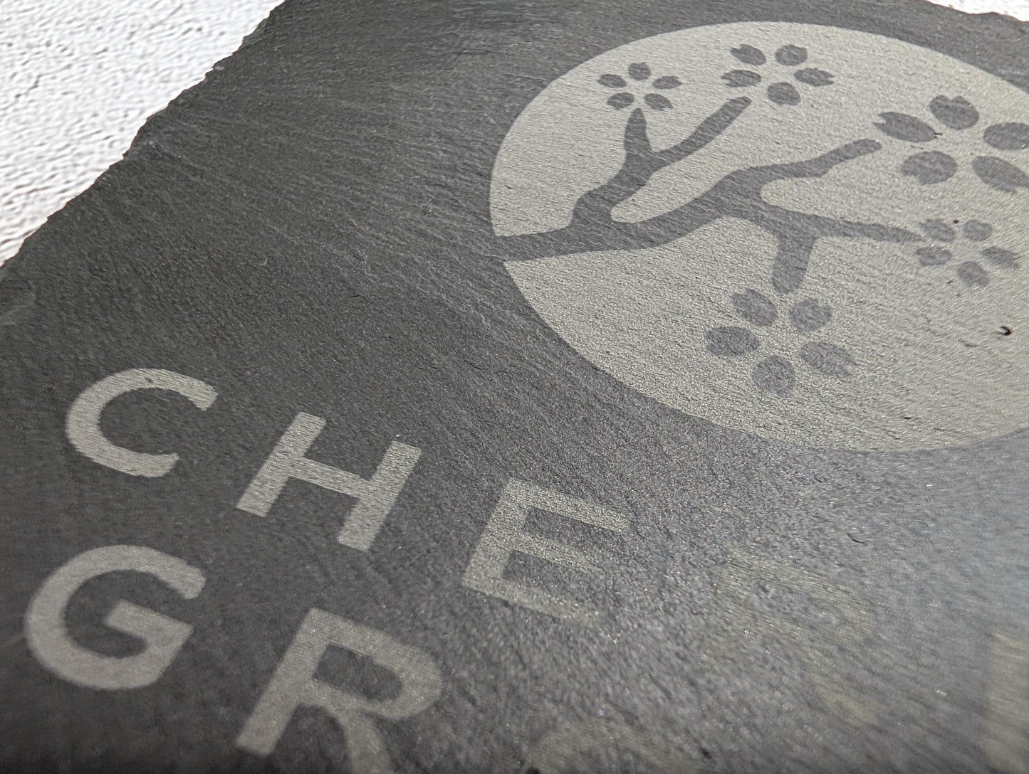 Custom Logo Slate Coaster – Branded Business Coaster, Engraved Drink Mat for Shops, Salons, Cafés, Pubs, Restaurants, Handmade in Wales