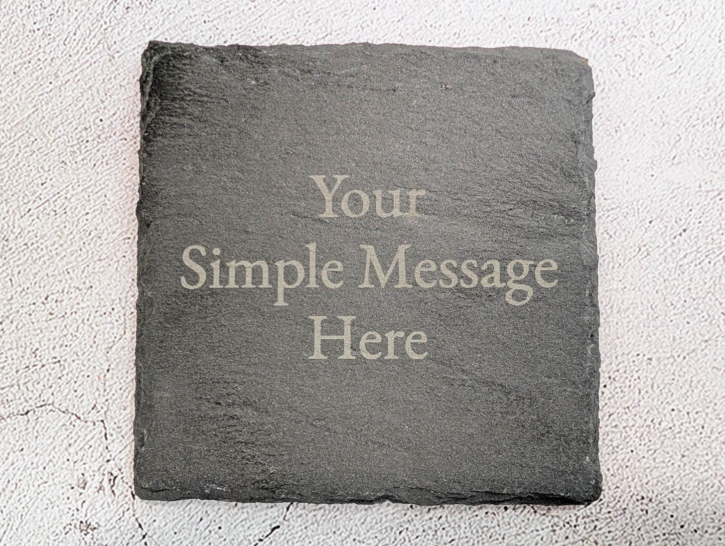 Personalised Slate Coaster – Custom Engraved Slate Drink Coaster, Eco Gift, Plastic-Free Packaging, Handmade in Wales