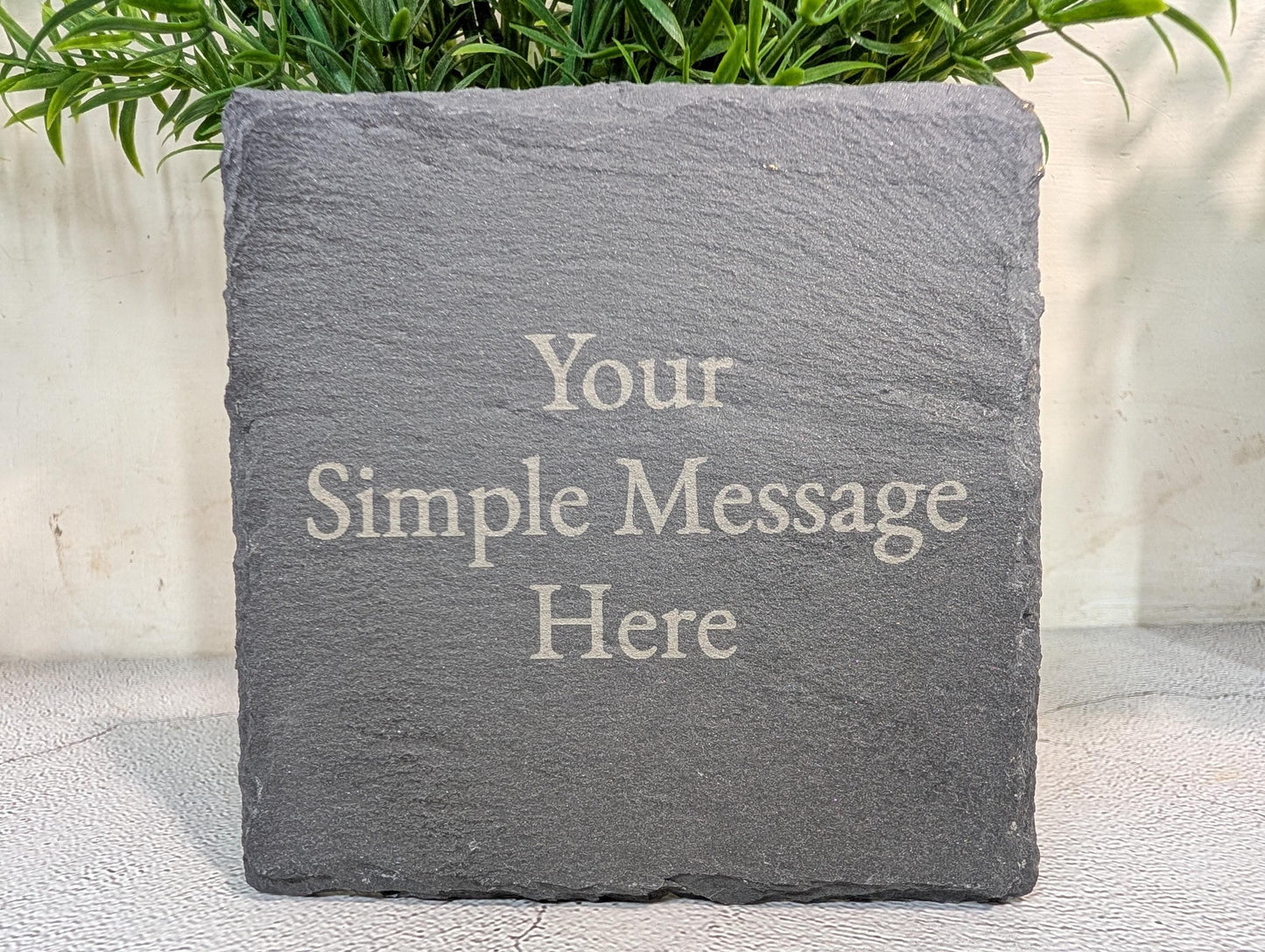 Personalised Slate Coaster – Custom Engraved Slate Drink Coaster, Eco Gift, Plastic-Free Packaging, Handmade in Wales