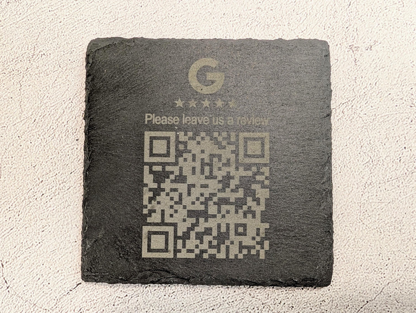 Google Review Slate Coaster – Engraved QR Code Review Gift for Businesses, Handmade in Wales, Plastic-Free Packaging