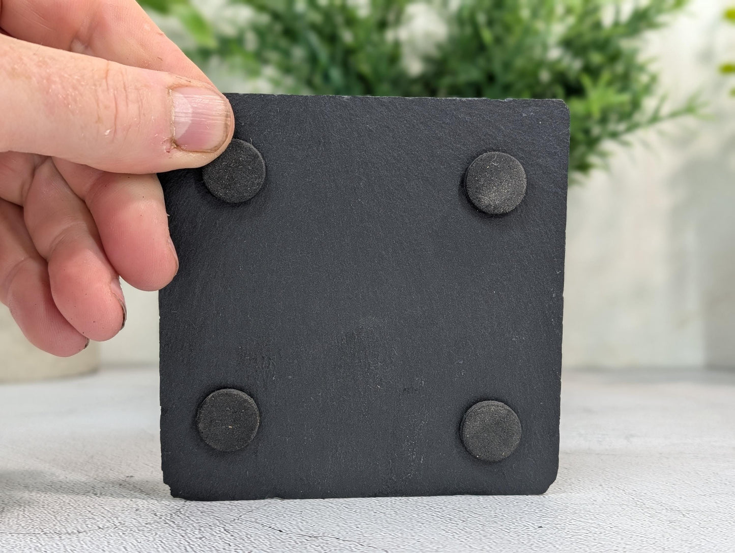 Social Media Slate Coaster – Engraved QR Code Business Promo, Follow Us Coaster, Handmade in Wales, Plastic-Free Packaging