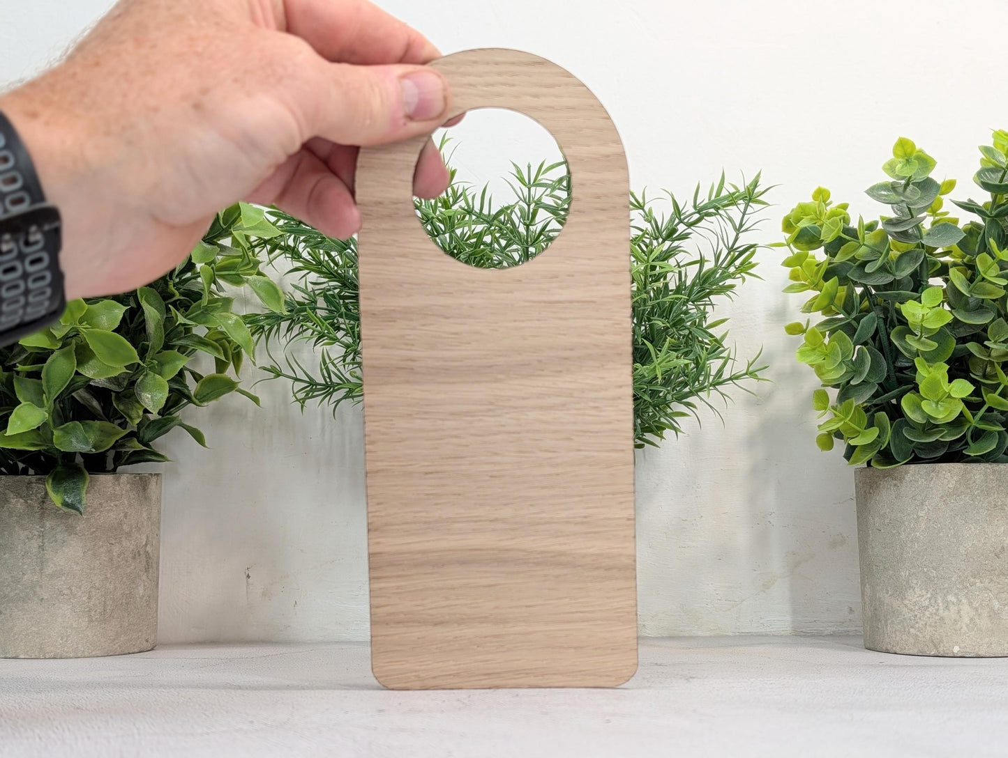 Caution Biohazard Door Hanger – Large Oak Veneered Safety Sign with Symbol, Hospital Lab Clinic Use, Handmade in Wales