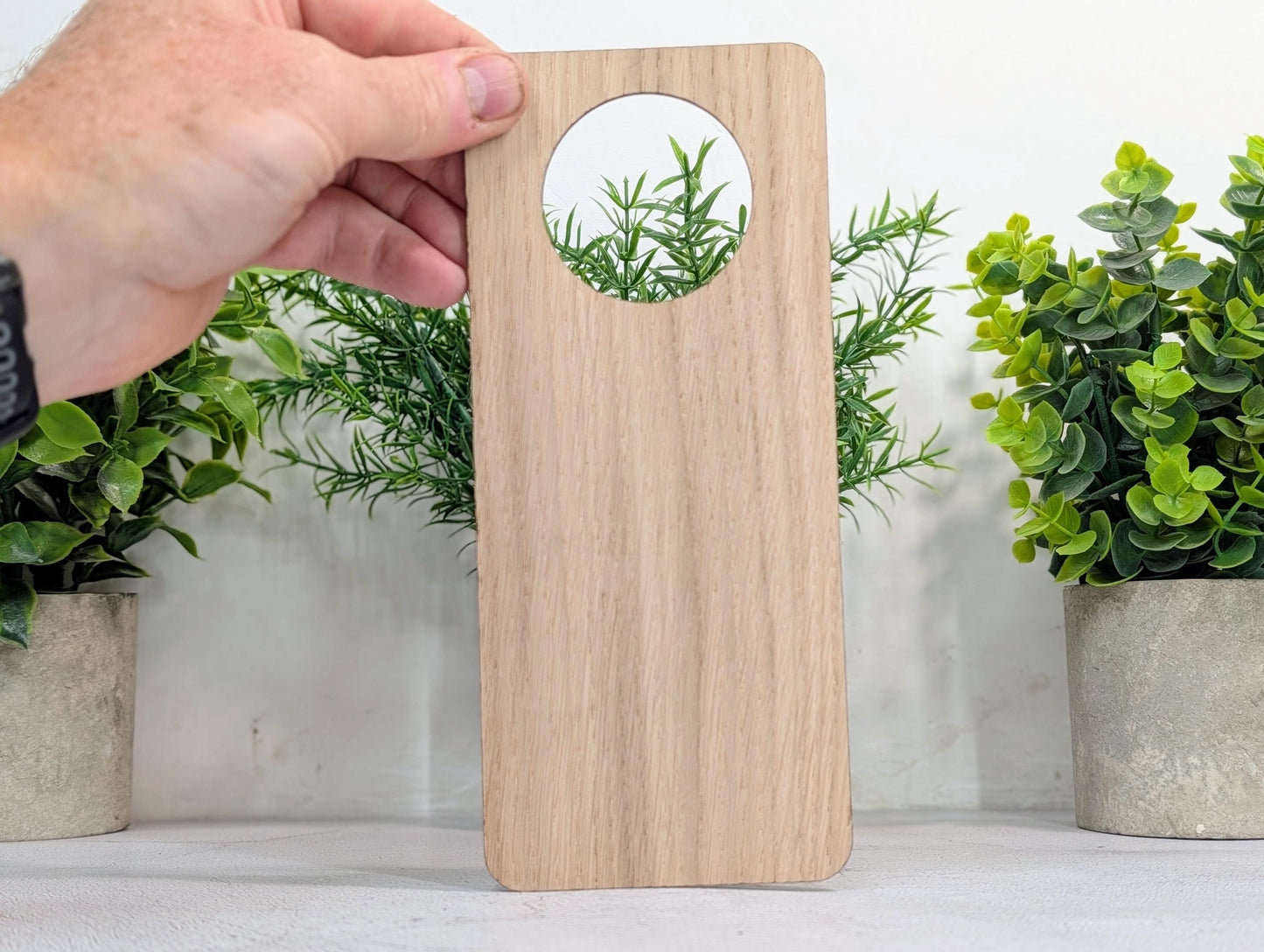 Caution Biohazard Door Hanger – Tall Oak Veneered Safety Sign, Wooden Single Sided, Handmade in Wales, Eco Packaging